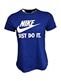 Nike Women's T-Shirt 100% Cotton W SS Crew CTN Futura JDI LIQ DO6901 Blue (Medium)