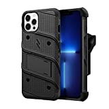 ZIZO Bolt Bundle for iPhone 13 Pro Case with Screen Protector Kickstand Holster Lanyard - Black