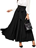 SweatyRocks Women's Elegant High Waist Skirt Tie Front Pleated Maxi Skirts Black M