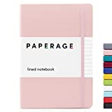 Paperage Lined Journal Notebook, Hard Cover, Medium 5.7 X 8 inches, 100 gsm Thick Paper. Use for Office, Home, School, or Business (Blush Pink, Ruled)