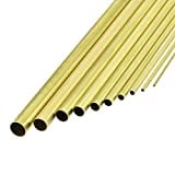 uxcell Brass Tube, 1.5mm 2.5mm 3.5mm 4.5mm 5.5mm 6.5mm 7.5mm 8.5mm 9.5mm 11mm OD x 0.2mm Wall Thickness 300mm Length Seamless Round Pipe Tubing, Pack of 10