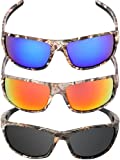 3 Pairs Polarized Sport Sunglasses Camo Frame Sunglasses Outdoor Sunglasses TR90 Frame Sunglasses for Men Women Driving Fishing Cycling