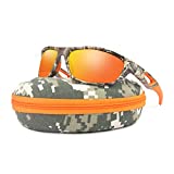 Polarized Fishing Camo Sunglasses for Men,UV Protection HD Vision Sun Glasses for Sports Golf Baseball Volleyball Cycling Driving Running (Frame: Camo Matt Black / Lens: Red Mirror)