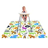 Paw Legend Washable Highchair Splat Floor Mat- Anti-Slip Silicone Spot Splash Mess Mat(53'' X 53'')-Food Catcher Art Craft Leak Proof Mat,Animal