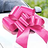 Zoe Deco Big Car Bow with 2 Gold Accessory Bows (Pink, 23 inch), Giant Bow for Car, Girl Party, Lady Surprise Party, Wedding Reception, Birthday, Christmas Bows for Car, Gift Bow