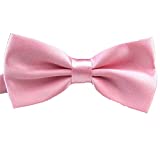 QYdress Men Bow Tie Adjustable Length Wedding Male Fashion Boys Satin Bowties one size Pink