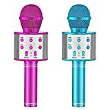 SEATANK Bluetooth Karaoke Microphone for Kids, Wireless Portable Karaoke Machine Toys Speaker Christmas Birthday Gifts for Kids Adults Android/iPhone Compatible (2 PCS, Purple1+Blue1)