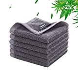 JEFFSUN Bamboo Wash Cloths, Makeup Remover Facial Cleansing Cloths, Super Soft and Gentle Face Towel for Delicate Sensitive Skin, Baby Washcloths (10X10 inch - Pack of 6)