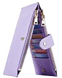 Travelambo Womens Walllet RFID Blocking Bifold Multi Card Case Wallet with Zipper Pocket Crosshatch (Purple Light 5200)