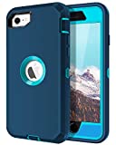 I-HONVA for iPhone SE 2022/2020 Case Built-in Screen Protector Shockproof Dust/Drop Proof 3 in 1 Full Body Rugged Heavy Duty Durable Cover for Apple iPhone SE 3rd/2nd Gen 4.7, Turquoise