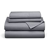 Bedsure 100% Bamboo Sheets Queen Grey - Cooling Bed Sheets Set Queen Up to 16 inches Mattress , Deep Pocket Sheets Set 4PCs for Queen Size Bed Super Soft Breathable