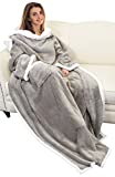 Catalonia Sherpa Wearable Blanket with Sleeves Arms, Super Soft Warm Comfy Large Fleece Plush Sleeved TV Throws Wrap Robe Blanket for Adult Women and Men