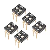 uxcell 5 Pcs Black DIP Switch Horizontal 1-2 Positions 2.54mm Pitch for Circuit Breadboards PCB