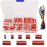 DAOKI 40PCS DIP Switch Assorted Kit Red 1 2 3 4 6 8 10 12Position 2.54mm On Off Slide Type Switch for Breadboard with Jump Wire