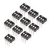 uxcell 10 Pcs Black DIP Switch 1 2 3 Positions 2.54mm Pitch for Circuit Breadboards PCB