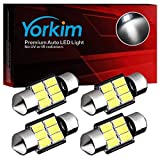 Yorkim DE3022 led bulb Super Bright DE3175 Festoon LED Bulbs White, Error Free Canbus 6-SMD 5730 Chipsets, DE3021 LED Interior Car Lights 31mm LED Bulbs for dome map light - Pack of 4