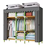 YOUUD Portable Closet 65 Inches Potable Wardrobe Clothes Closet, Colored Rods and Grey Cover Storage Organizer, Quick and Easy to Assemble, Extra Sturdy, Strong and Durable