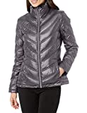 Calvin Klein Women's Lightweight Chevron Quilted Packable Down Jacket, Titanium, Small