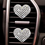 2 Pack Car Air Vent Clip Charms, Crystal Car Diffuser Vent Clip, Rhinestone Oil Diffuser Vent Clip, Car Fresheners for Women, Bling Car Accessories for Women – Stylish & Practical (Bling Heart)