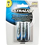 ULTRALAST UL18500SL-2P 18500 *Double Check Size* Battery - Lithium Phosphate Rechargeable Batteries - 3.2 Volt, 1000mAh Replacement Lithium Batteries Outdoor Solar Lights, Home Devices - 2-Pack