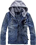 Lentta Denim Jacket Men's Fall Fashion Zip Up Hoodie Jean Jacket Button Down Jeans Coat (Large, Blue001)