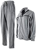 Mens Velour Tracksuit with Zippered Pockets (204-Grey, 2X-Large)