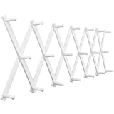 SKOLOO Accordion Wall Hanger, Modern Expandable Coat Rack Wall Mounted, Solid Wooden Wall Hat Rack, 20 Peg, White