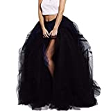 Lisong Women Maxi Tulle Floor Length Layered High Waist Spectial Occasion Skirt S Black