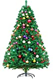 Dmyvtel 6ft Artificial Holiday Christmas Tree with Red Pine Cones,1000 Tips Full Tree ,55-65 Decorative Balls, Metal Hinges & Foldable Base, Perfect for Home/Office/Party Decoration