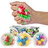YoYa Toys Spiky DNA LED Ball (3-Pack) - Stimulating and Calming Sensory Squishy Balls for Kids and Adults - Spike Squishies for Autism, Fidgeting, ADHD and Quitting Bad Habits - Non-Toxic Rubber