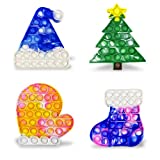 Pinkiwine 4 Pack Colorful Christmas Pop Fidget Toys Pack for Kids Girls Boys Toddlers Christmas Stocking Stuffers Party Favors Gifts Stress Relief