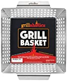 Grillaholics Heavy Duty Grill Basket - Large Grilling Basket for More Vegetables - Stainless Steel Grilling Accessories Built to Last - Perfect Vegetable Grill Basket for All Grills and Veggies