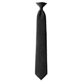 Jacob Alexander Uniform Solid Clip-On Tie with Buttonholes - Regular 20 inch - Black