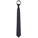 AUSKY Pre-tied Adjustable Zipper Skinny necktie ,2.35inch Clip on Slim Black Ties for men or boys