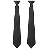 2 Pieces Christmas Men's Clip-on Ties Solid Color Clip-on Ties Pre-tied Neckties for Office School Uniforms, 20 Inches (Black)