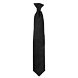 Men's Black Poly Solid Clip On Tie