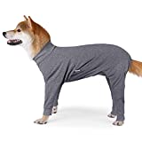 Dog Recovery Suit Abdominal Wound After Surgery Wear Prevent Licking Wounds E-Collar & Cone Alternatives Postoperative Shirt Dog Pajamas Long Sleeve Prevent Shedding (Medium, Grey)