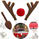 Ankuka Car Reindeer Antlers & Nose Decorations, Window Roof-Top & Front Grille Rudolf Reindeer Jingle Bell Christmas Costume Auto Accessories