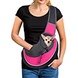 YUDODO Pet Dog Sling Carrier Mesh Hand Free Adjustable Dog Satchel Carrier Bag Papoose Crossbody for Small Medium Dog Cat Rabbit (S(up to 5 lbs), Pink)