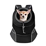 YUDODO Dog Carrier Backpack Reflective Pet Dog Carrier Front Pack Head Out Safe Puppy Doggie Carrying Backpack for Small Medium Dogs Cats Rabbits Bike Motorcycle Pet Dog Travel Carrier (M,Black)