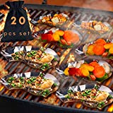 20 Pcs Set Oyster Shells Stainless Steel Reusable - large Oyster Grilling Pan - Metal Oyster Baking Dish - Great for Seafood of all Kind