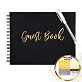 Wedding Guest Book for Polaroid Pictures 80 Black Blank Pages (40 Sheets) Photo Guestbook 8x10 inch Spiral Hardcover Book –Sign in Album Bridal Shower Baby Shower Funeral Christmas Airbnb