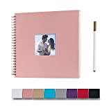 12 x 12 Inch DIY Scrapbook Photo Album with Cover Photo 80 Pages Hardcover Craft Paper Photo Album for Guest Book, Anniversary, Valentines Day Gifts (Pink, 12 x 12 inch)