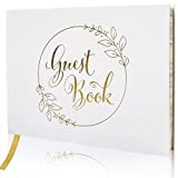 LotFancy Wedding Guest Book, 10x8’’ Personalized Photo Album Sign in Book, 128 Pages Thick Paper with Gold Foil Hardcover, for Baby Shower, Party, Birthday