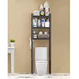 WPT Over-The-Toilet Storage, 3-Tier Bathroom Organizer with Shelves, Space Saver Toilet Rack, Stainless Steel, Easy to Assembly, Black