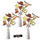 Kauayurk Western Cowboy Party Decorations Centerpiece Sticks, 25Pcs Western Theme Table Topper Supplies, Wild West Cowboy Theme Birthday Table Decor Sign Photo Booth Props