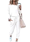 ETCYY NEW Lounge Sets for Women Sweatsuits Sets Two Piece Outfit Long Sleeve Pant Workout Athletic Tracksuits White