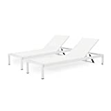 Christopher Knight Home 311725 Cynthia Outdoor Chaise Lounge (Set of 2), White