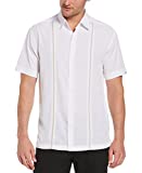 Cubavera Mens Contrast Insert Stitching Short Sleeve Woven Shirt,Bright White,Large