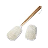 FAAY 17 Inch Natural Exfoliating Loofah Back Scrubber On a Stick with Luffa Sponge Pads Refills  Long Handle Loofa Body Bath & Shower Brush for Men & Women